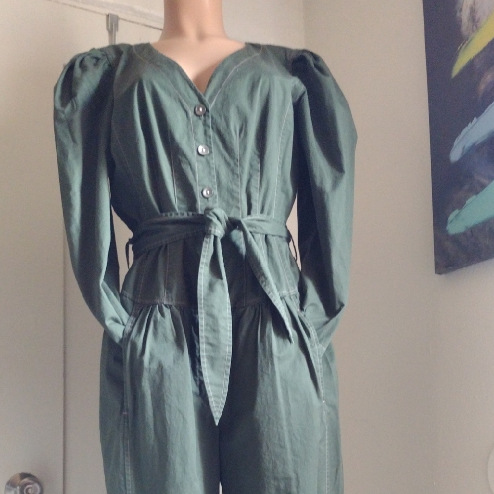 Rebecca Taylor La Vie Olive Button-Front Jumpsuit L